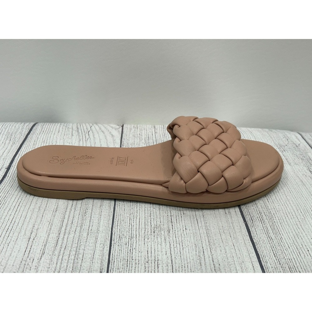Anthropologie Seychelles Bellisima Slide Sandal Womens 9 Tan Woven Braided‎ Flat - Picture 4 of 10